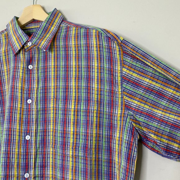 Bugatchi Uomo Colorful Long Sleeve Striped Button-Up Shirt Cotton Large I-913 - Picture 4 of 9
